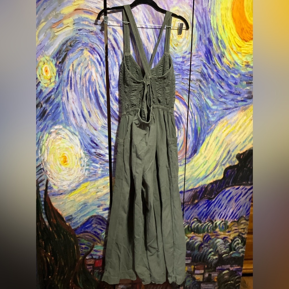Free People Olive Green Smocked Jumpsuit - Picture 5 of 5